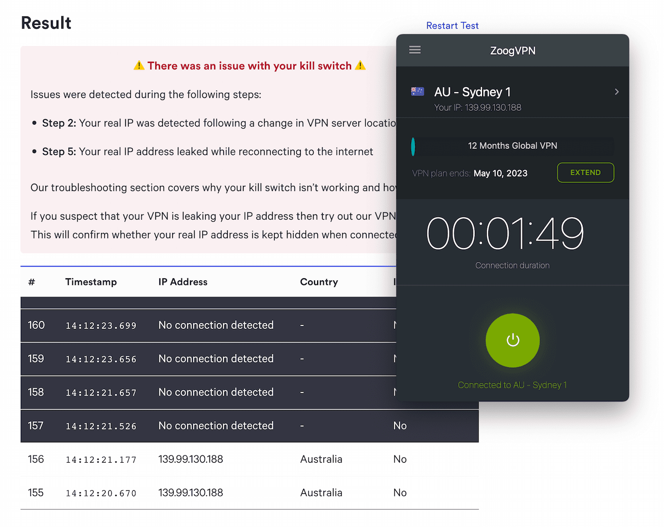 ZoogVPN nie zdał naszego testu Kill Switch na macOS