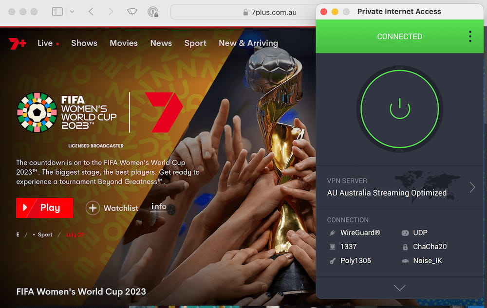 Streaming the 2023 FIFA Women's World Cup on 7plus using a VPN