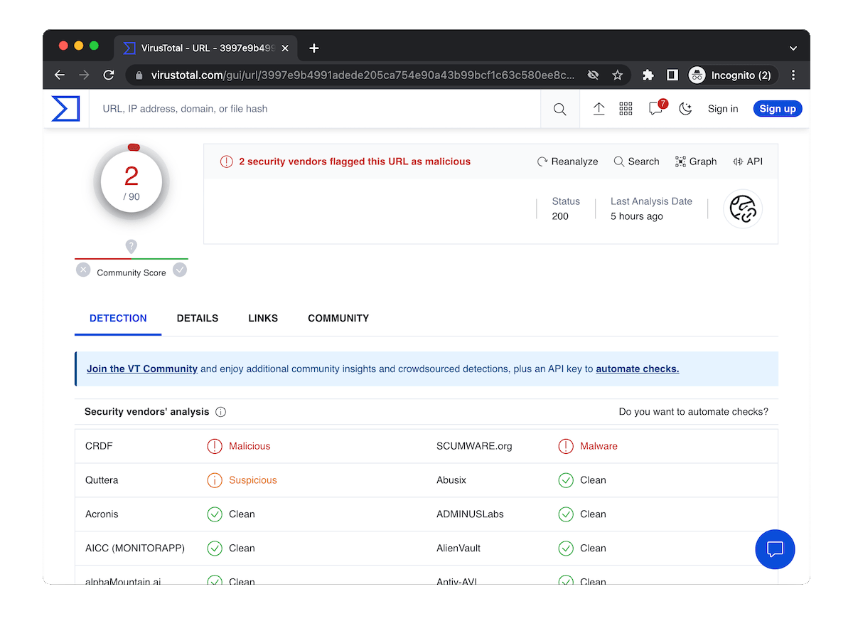 Scanning F1livestream.top / Dubz Network for viruses