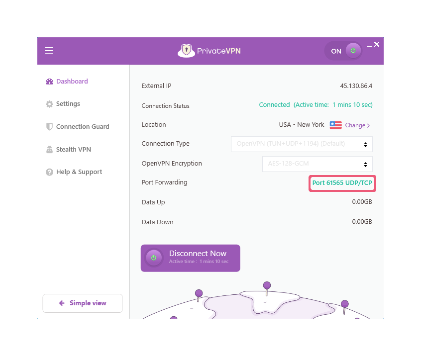 Enabling port forwarding on PrivateVPN