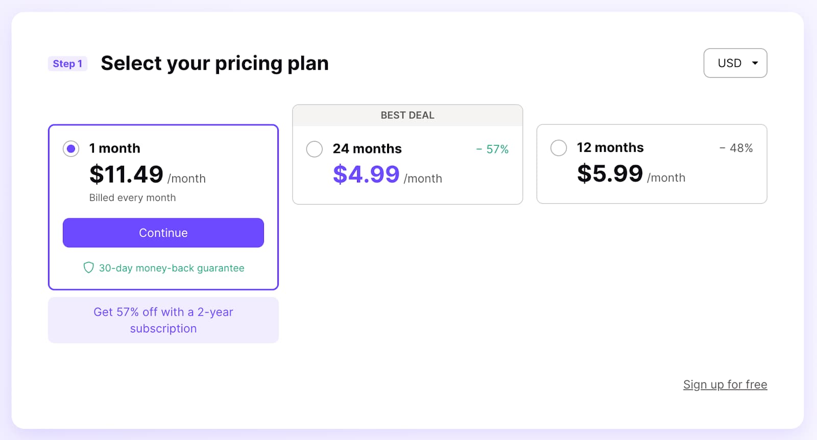 Proton VPN's pricing plan