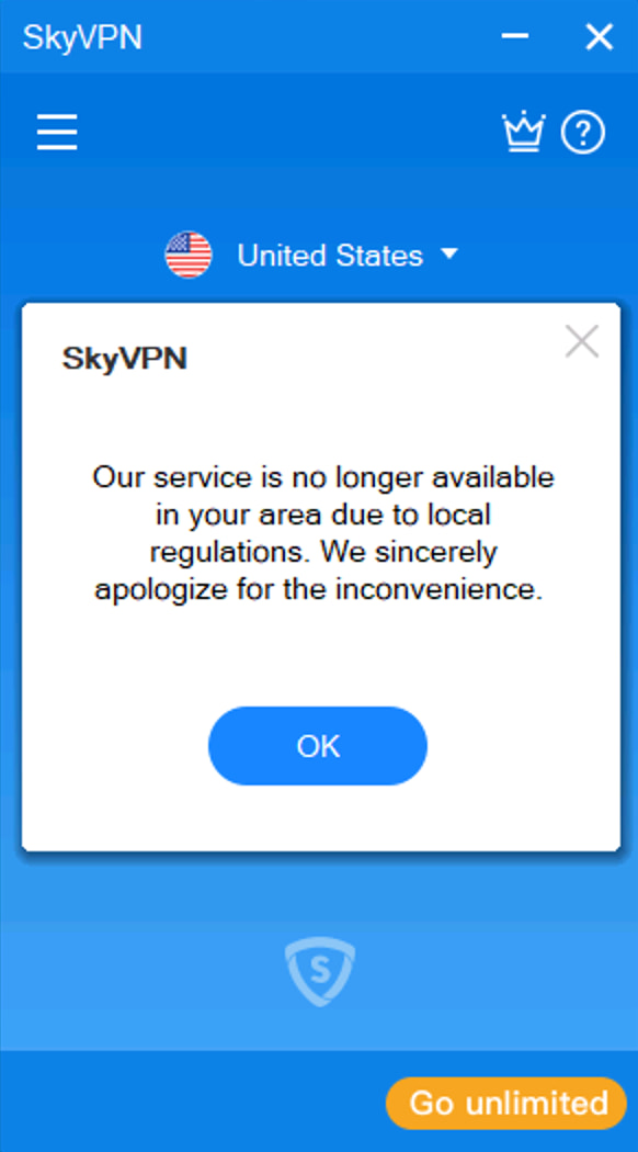 SkyVPN app is blocked in China. 