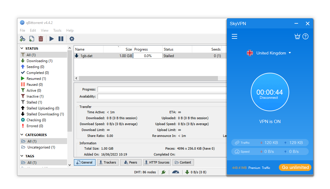 Torrenting test with SkyVPN.