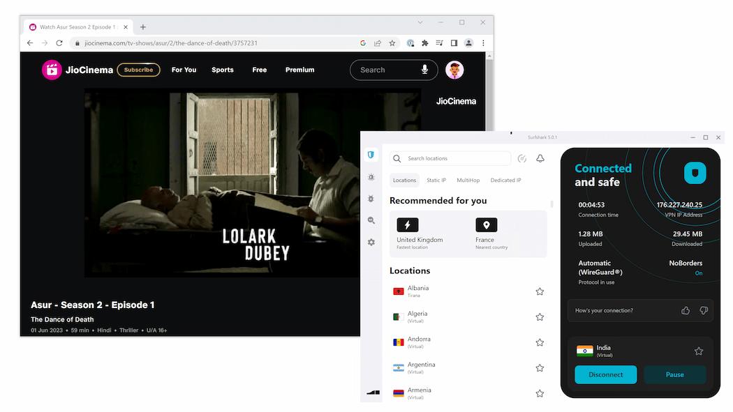 Using Surfshark to unblock JioCinema
