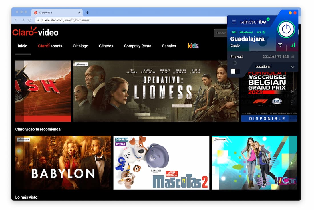 Windscribe Clarovideo Mexico Streaming 