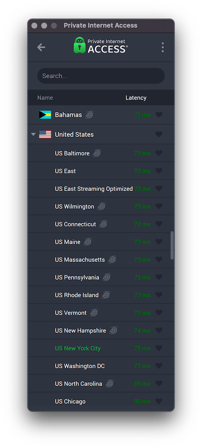Private Internet Access' US VPN Server Locations