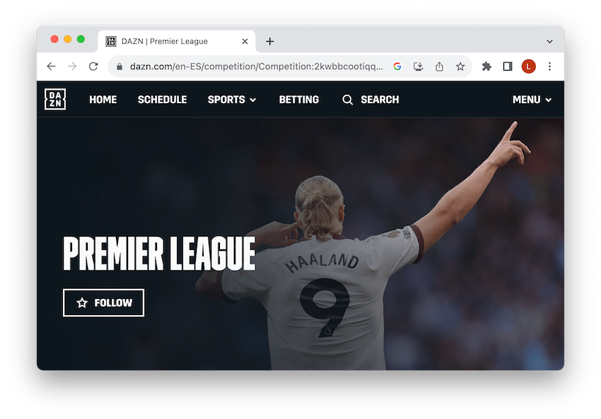 Live streaming Premier League games on DAZN Spain.