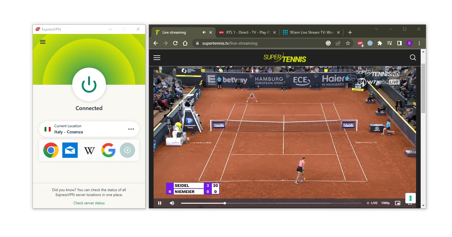 A ExpressVPN desbloqueia o Super Tennis