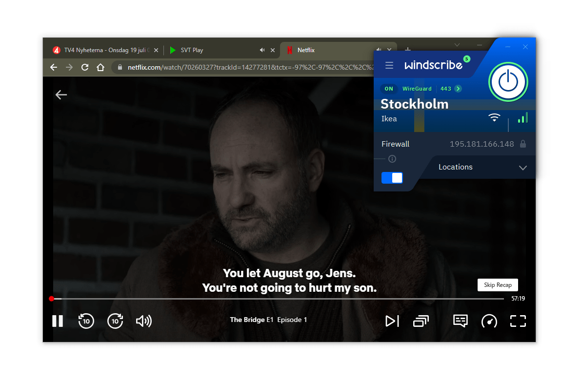 Windscribe är även den enda VPN som häver blockeringen av Netflix Sverige