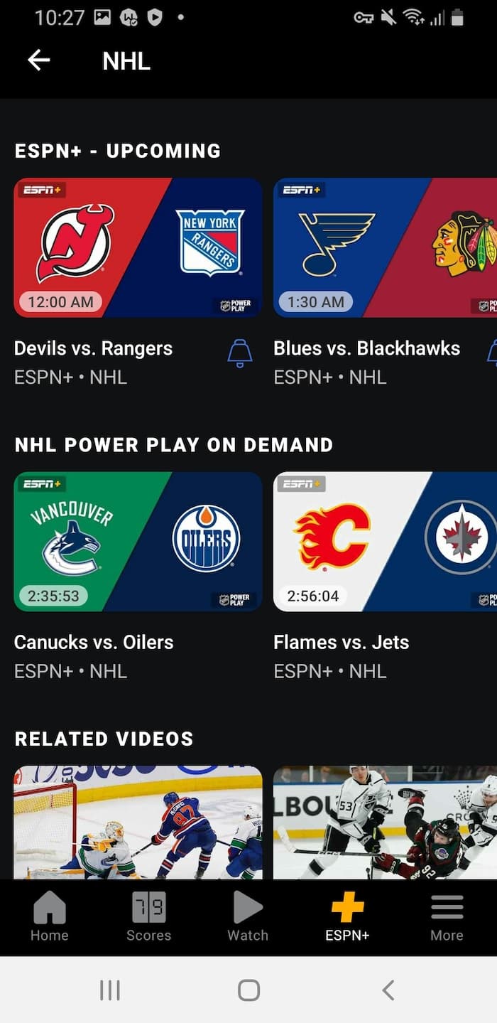 Watching blackout NHL games on ESPN+