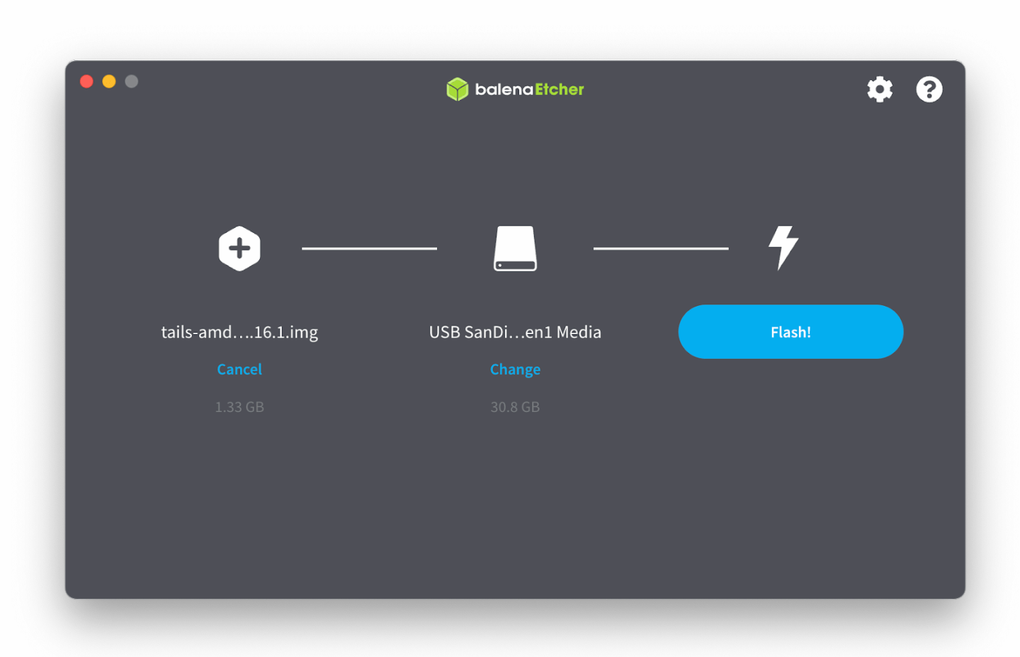 Screenshot of balenaEtcher