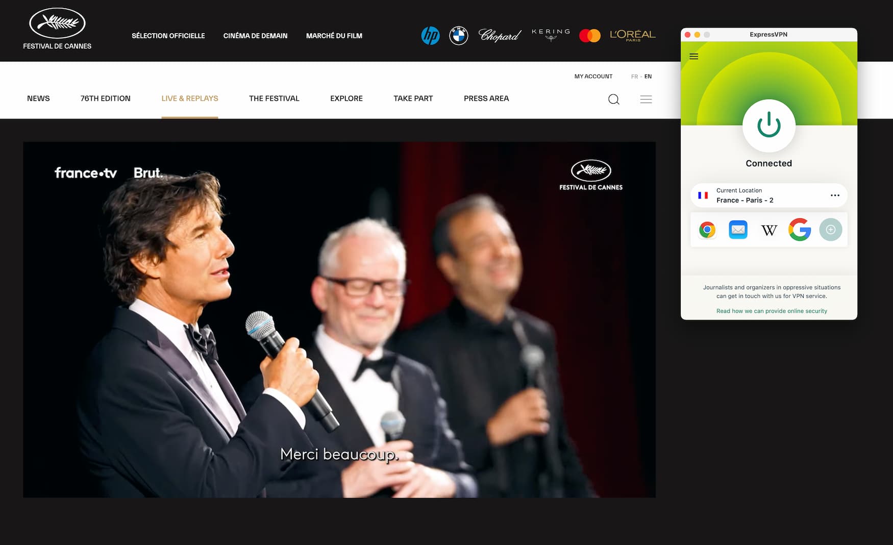 Festival de Cannes avec ExpressVPN