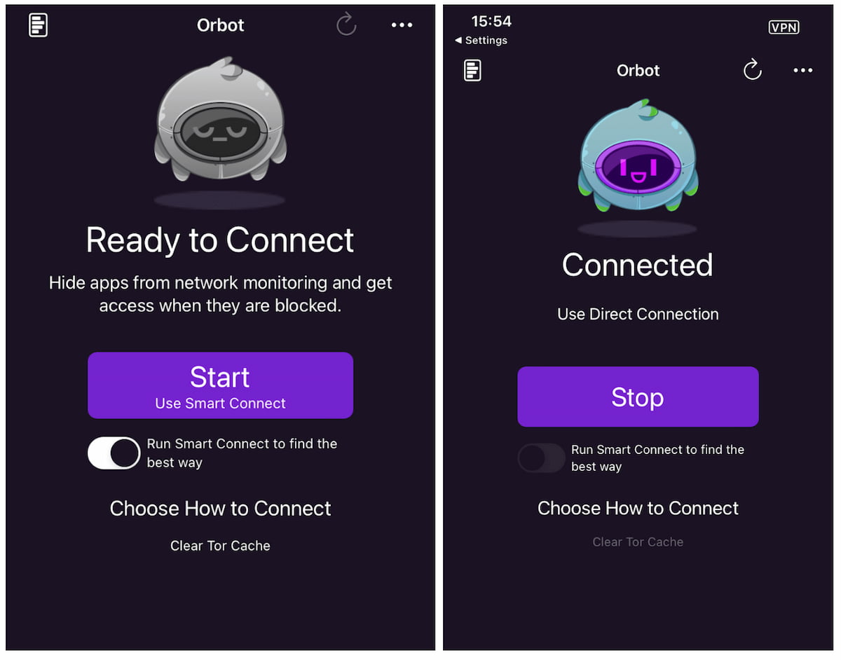 iOS device is connected to Orbot