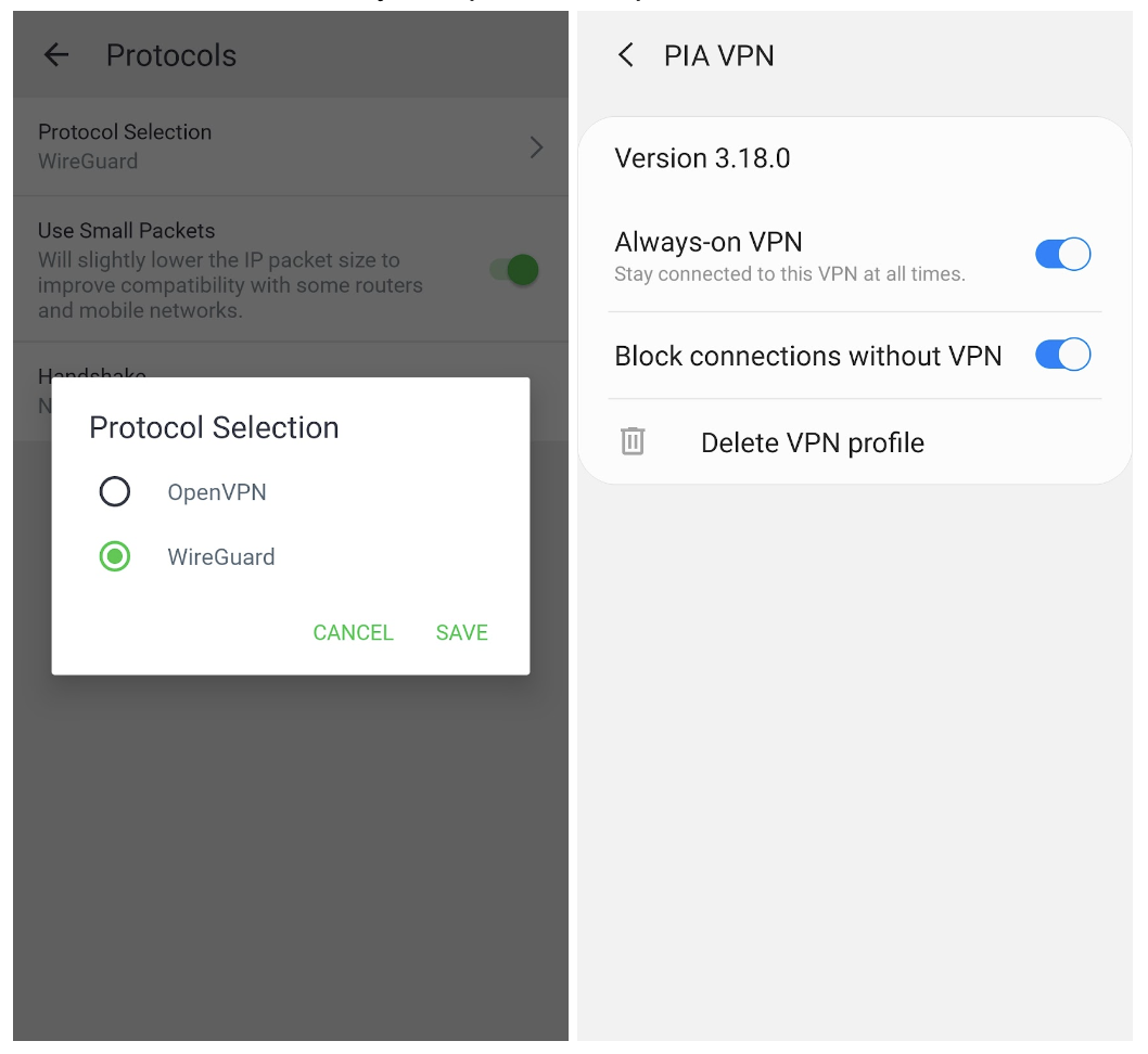Choose WireGuard or OpenVPN when browsing the dark web on Android.
