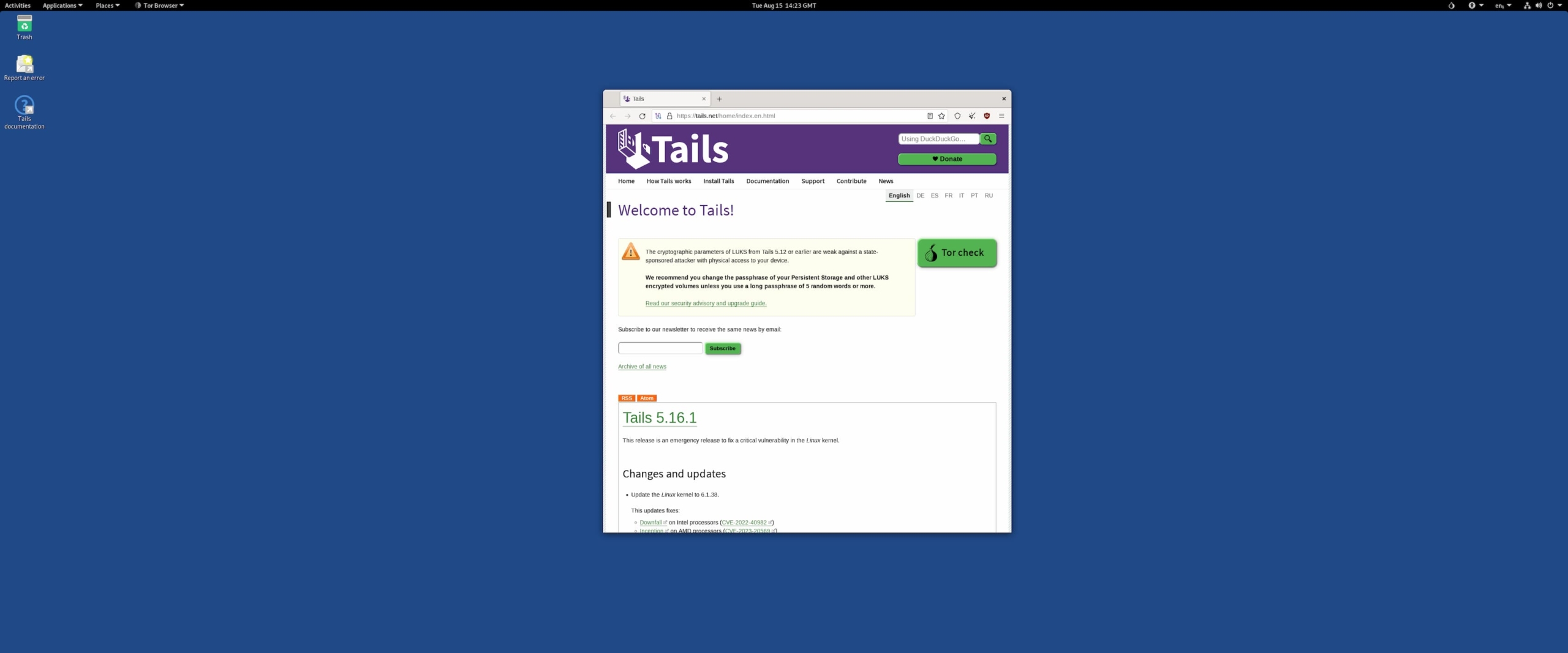 Welcome to Tails page
