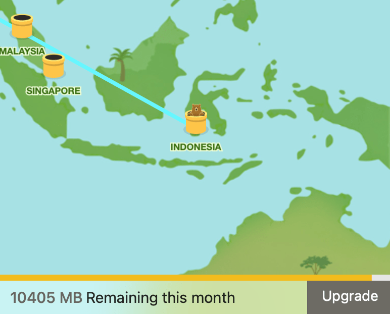 TunnelBear Free displays how much data you have accumulated on the homepage.  
