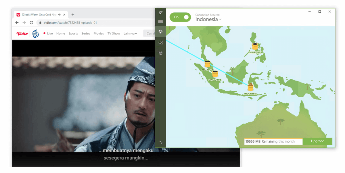 We were able to unblock drama series on Vidio using TunnelBear Free’s Indonesia VPN server. 