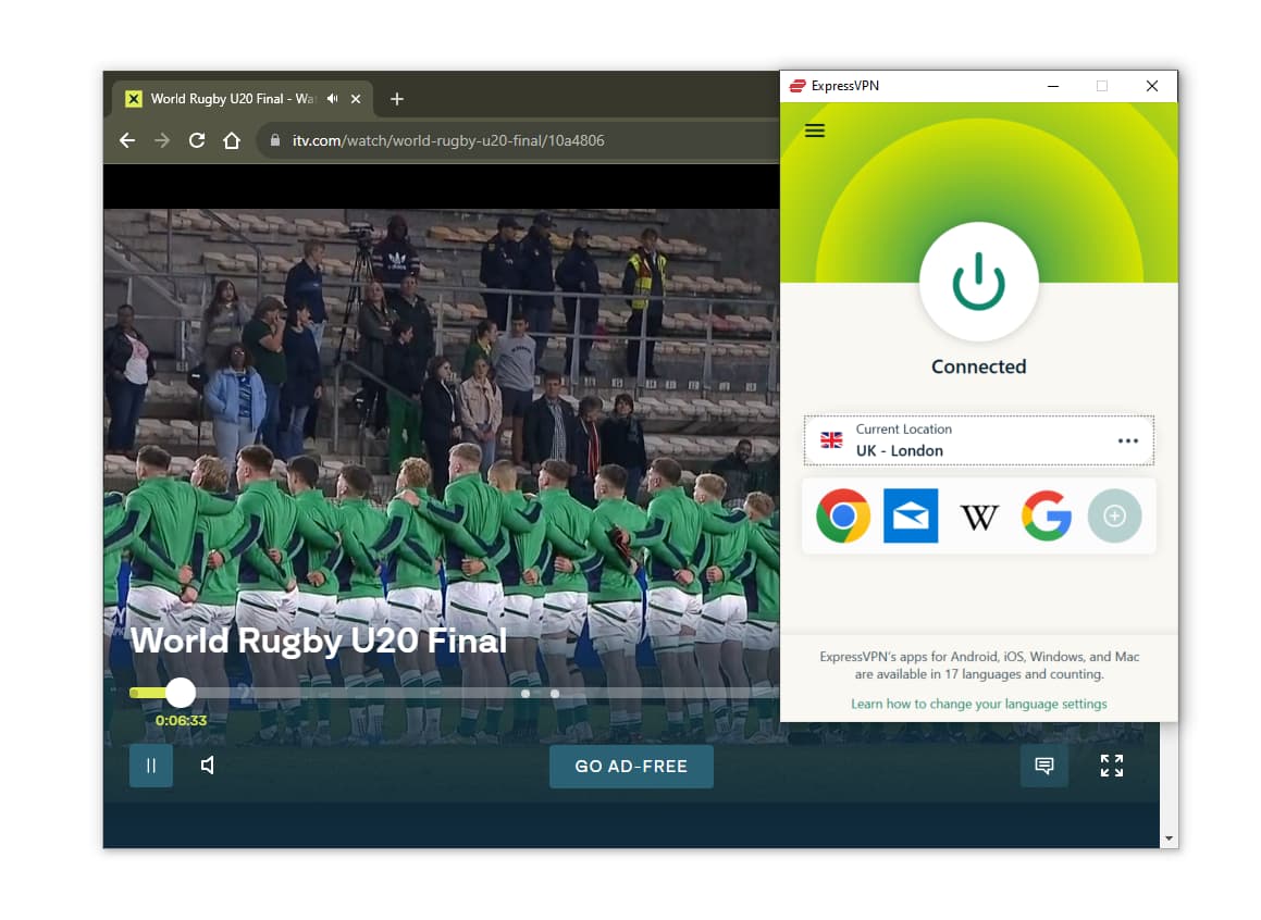 Watching the Rugby World Cup on ITVX with ExpressVPN
