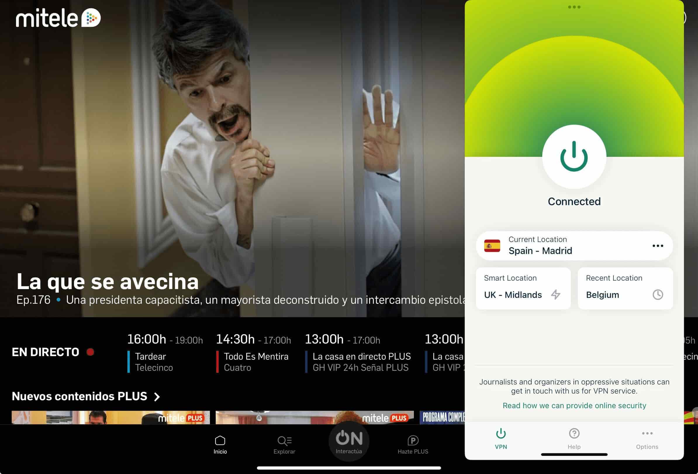 Viendo Telecinco en iOS con ExpressVPN