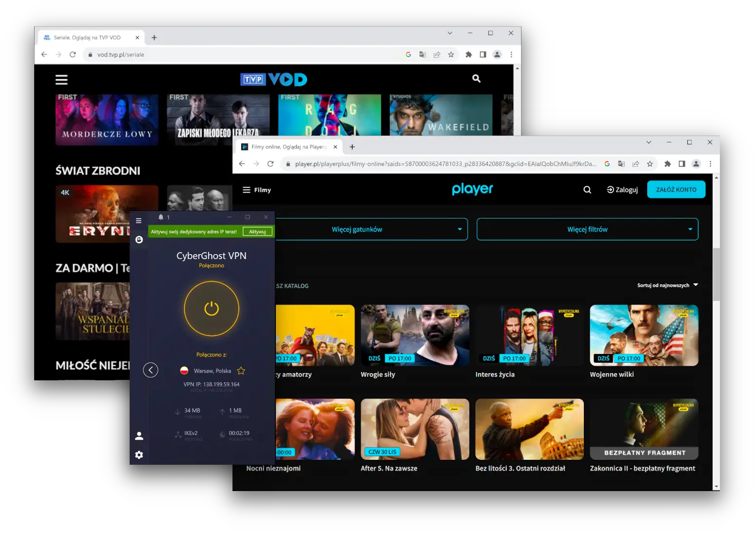 CyberGhost współpracuje z TVP Vod i Playerem