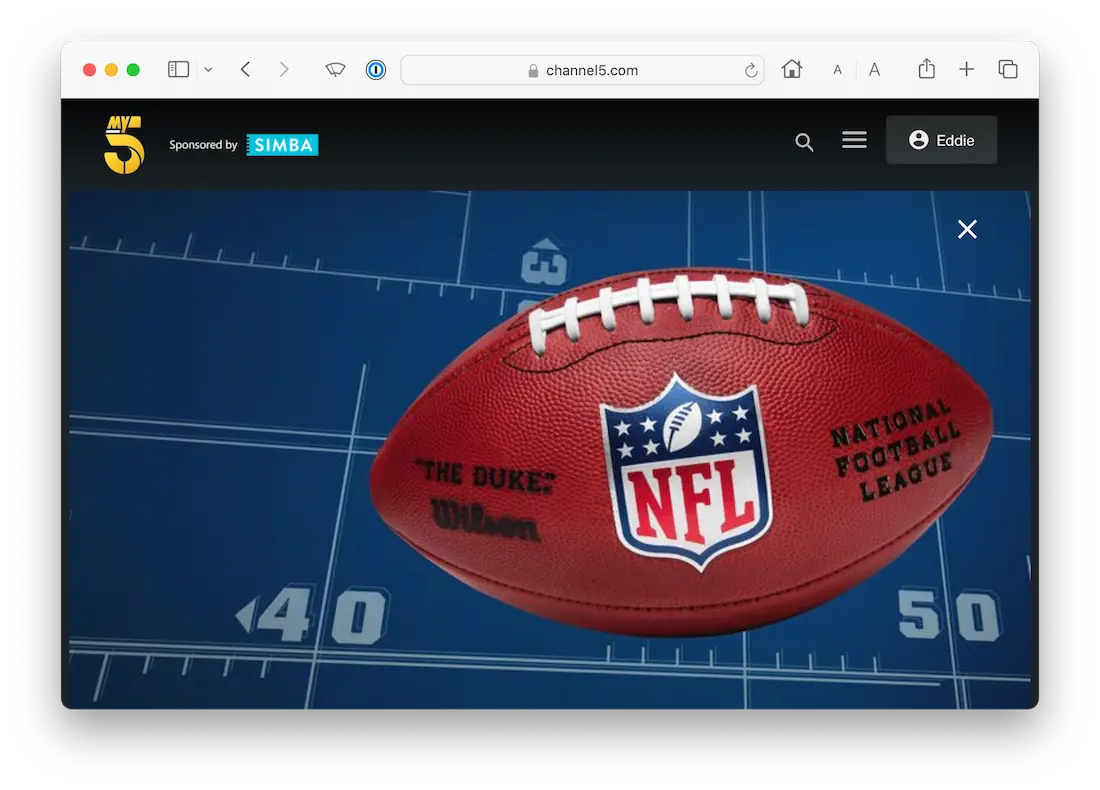 Streaming NFL on My5.
