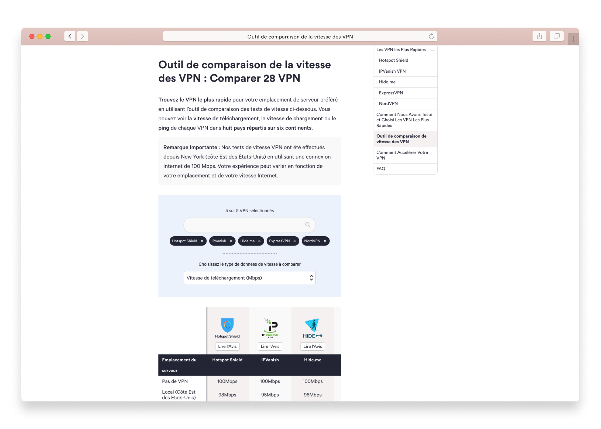 Testeur de Vitesse VPN 