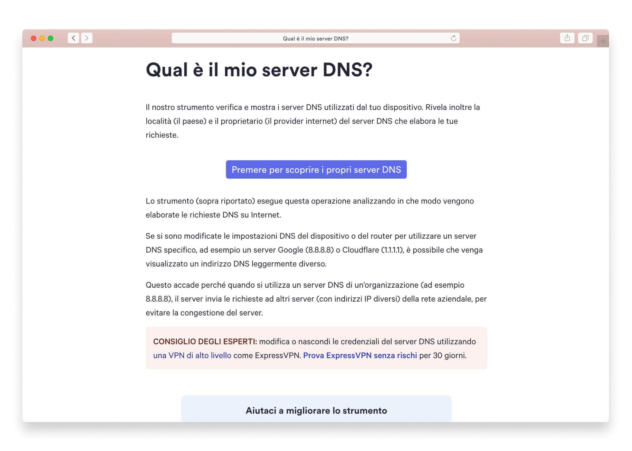 Qual è il mio server DNS?