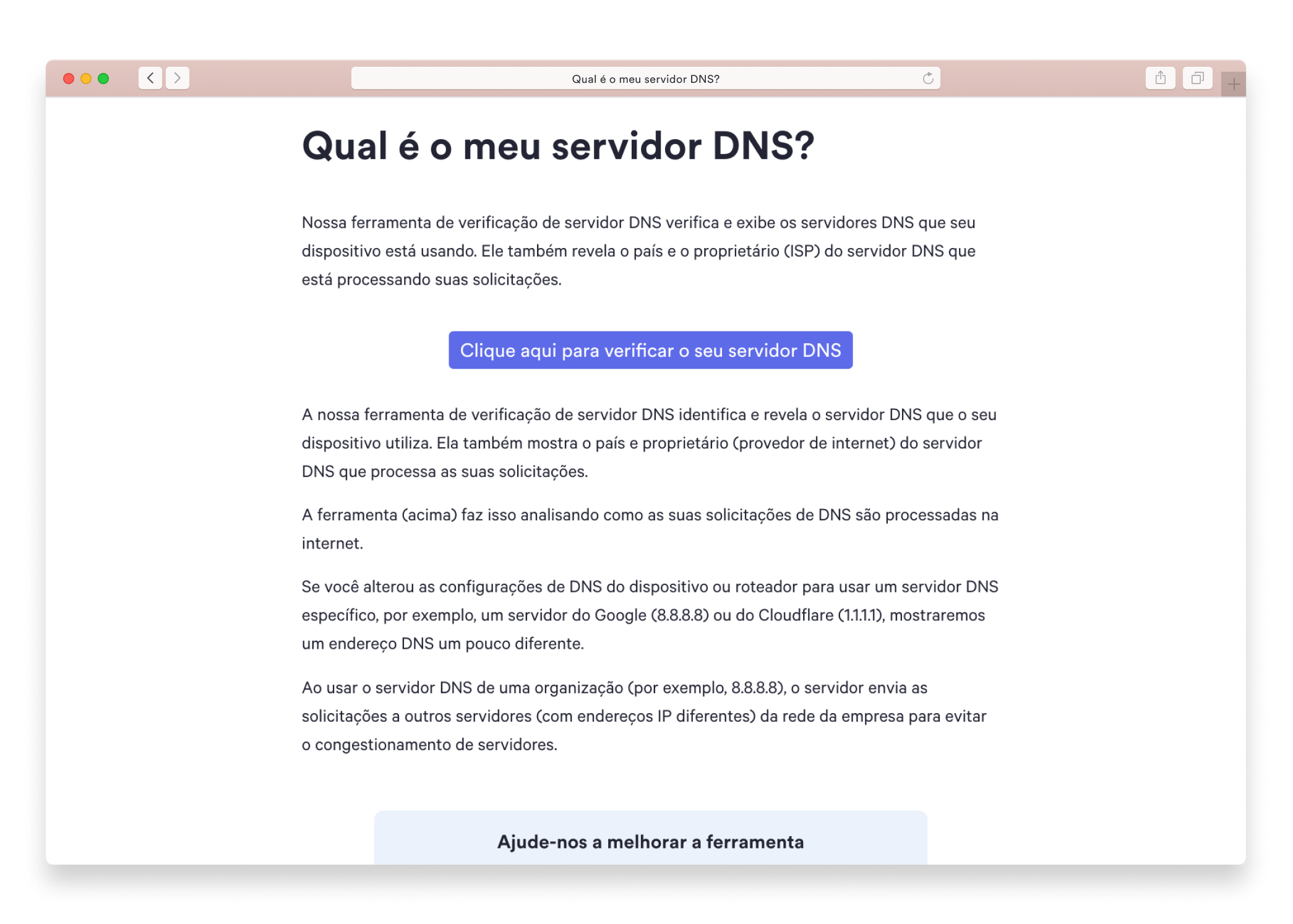 Qual é o meu servidor DNS?