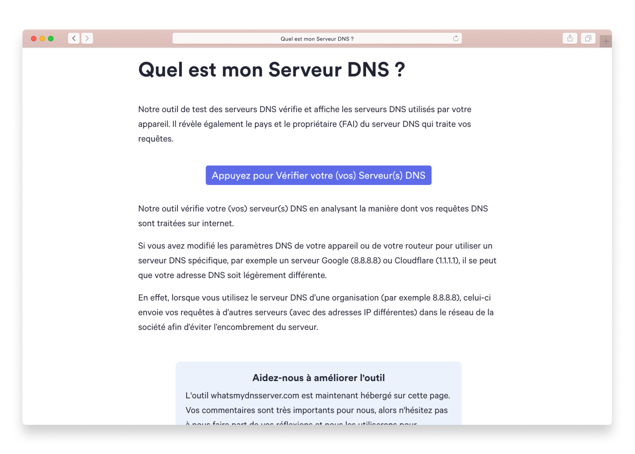 Quel est mon Serveur DNS ?