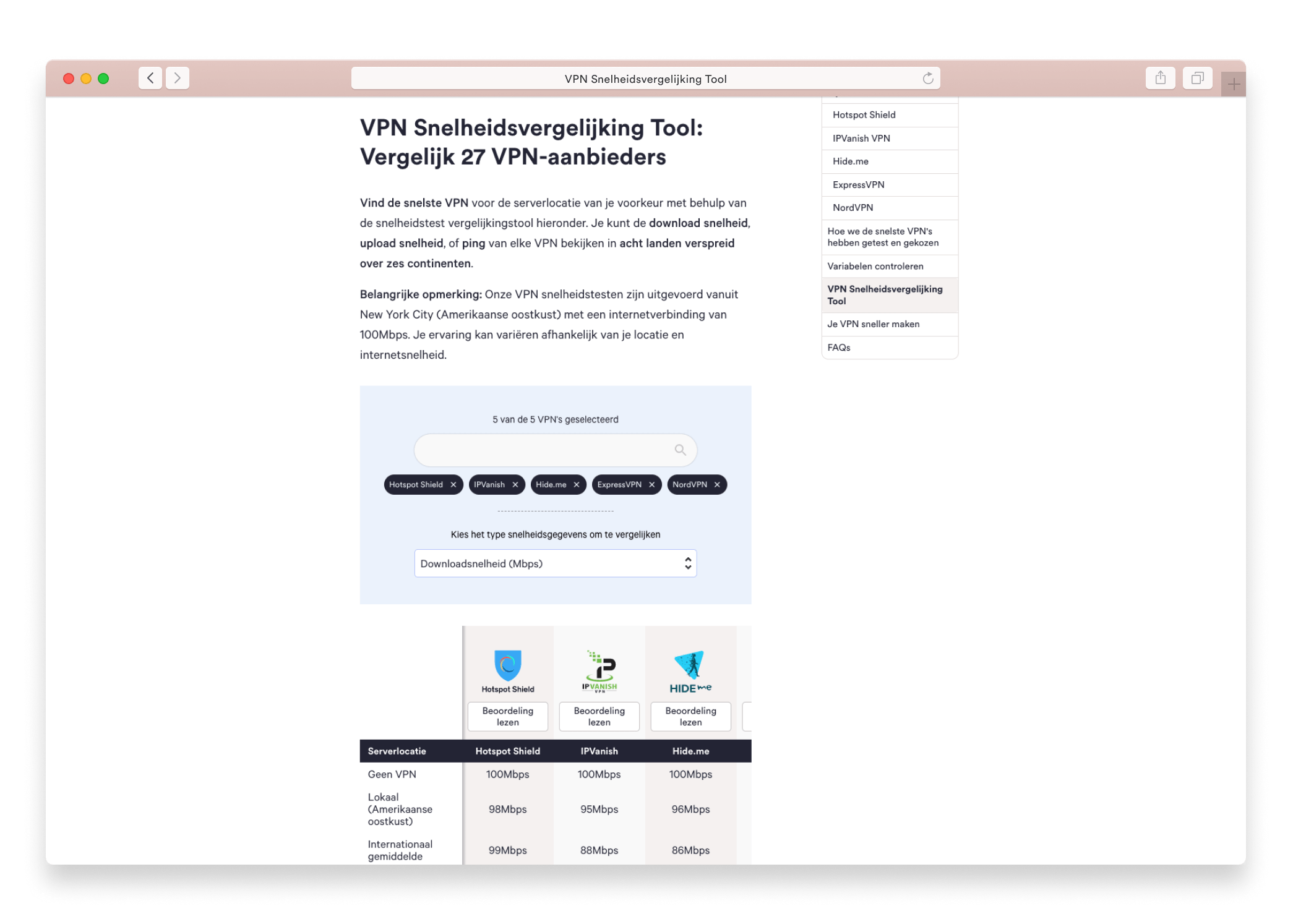 VPN-snelheidstests