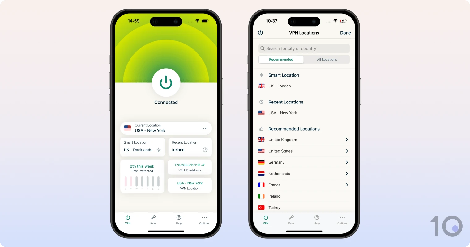 ExpressVPN's App für iOS