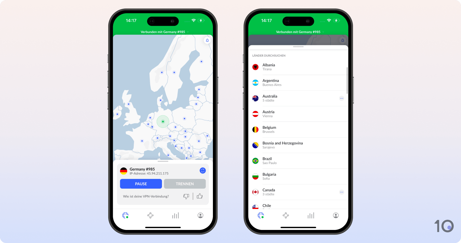 Die VPN-App von NordVPN für iOS