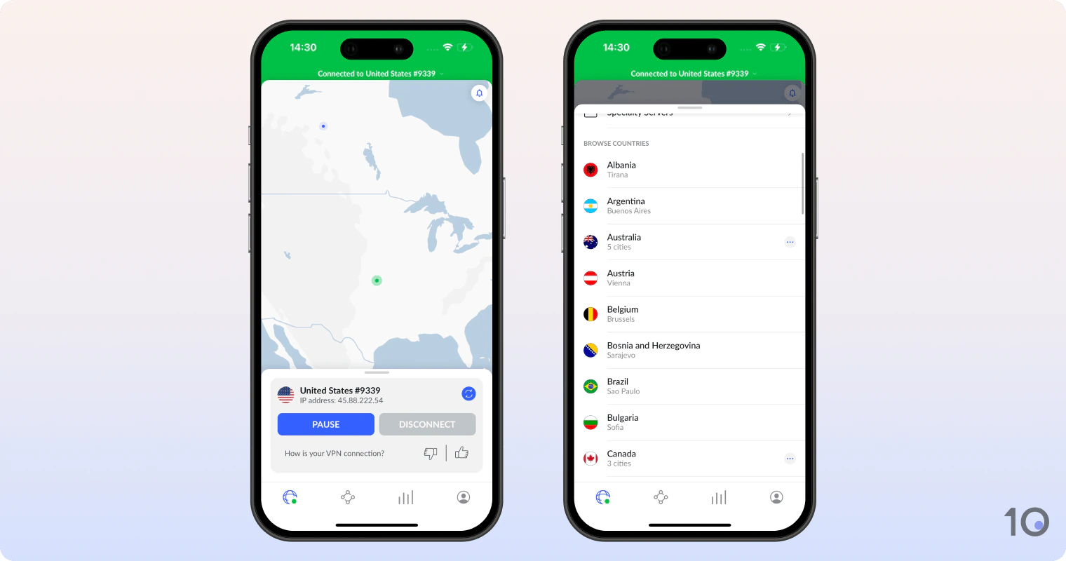 NordVPN's App für iOS