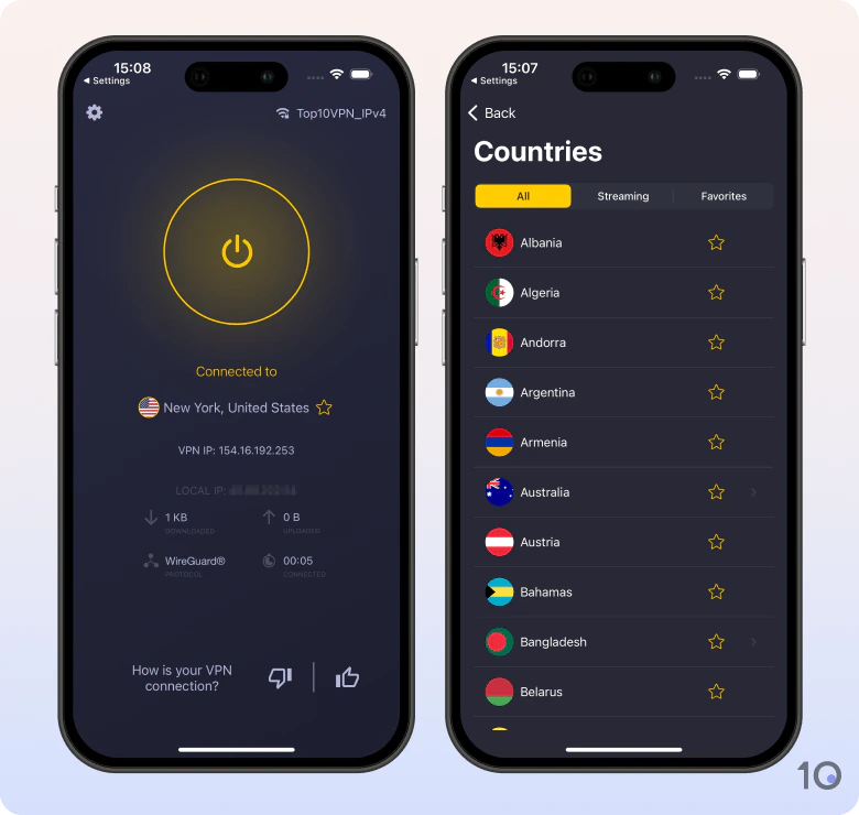 Cyberghost's app for iOS