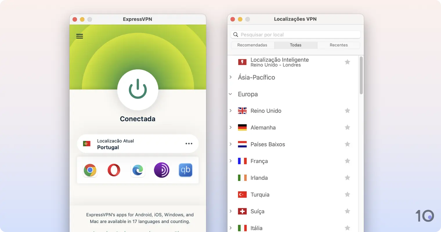 Aplicativo Mac da ExpressVPN