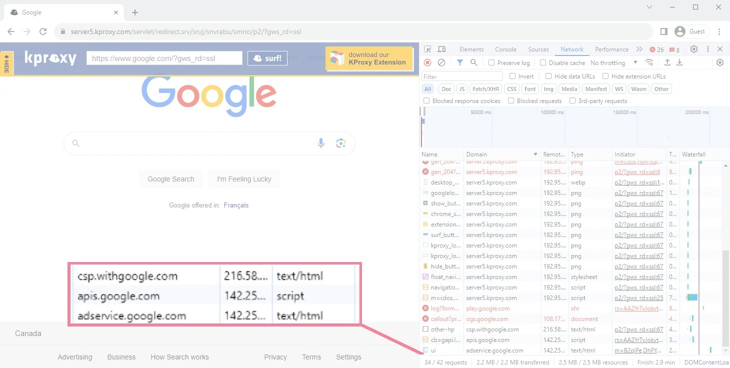 Using Google Chrome's DevTool to test a web proxy