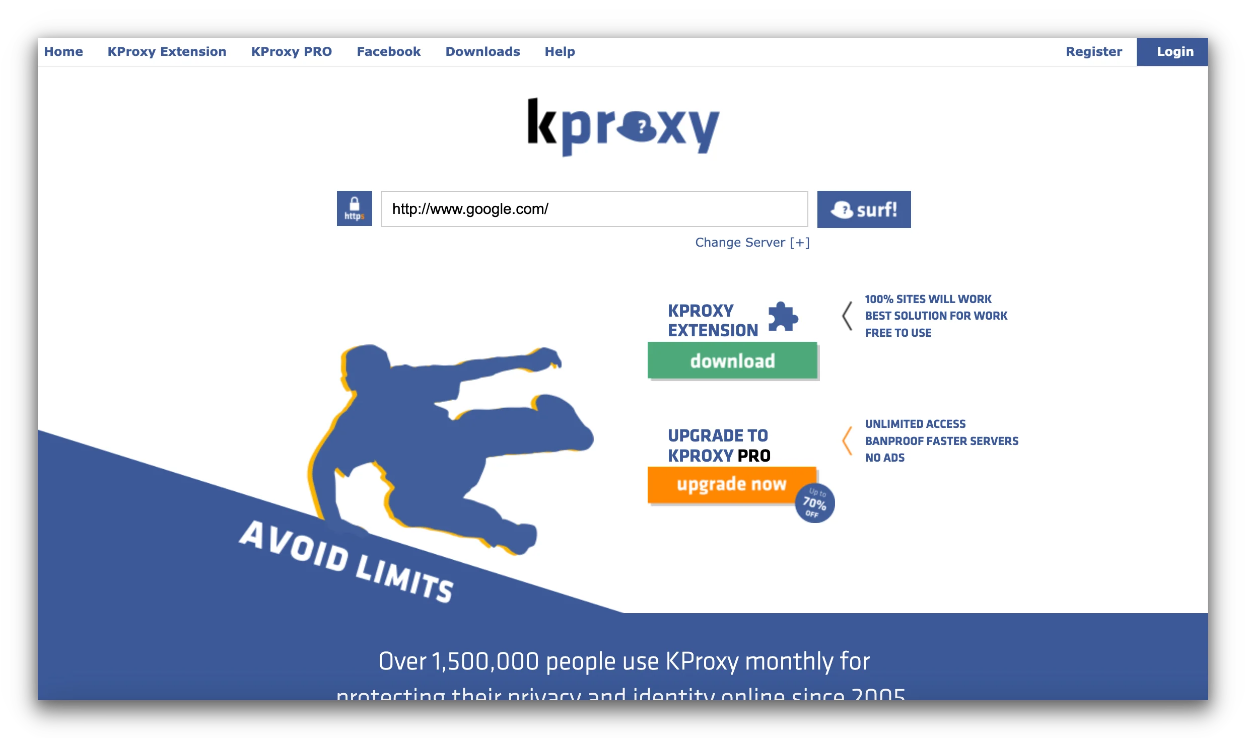 KProxy home screen