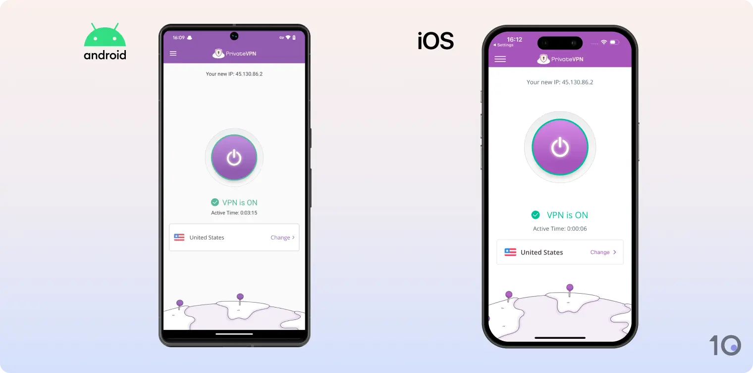 PrivateVPN's apps for Android and iOS