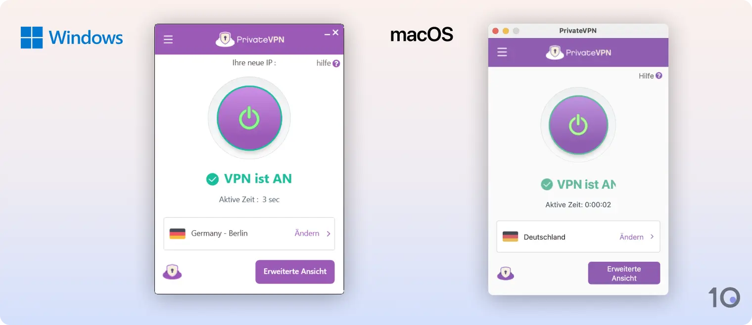 PrivateVPN-Apps für Windows und macOS