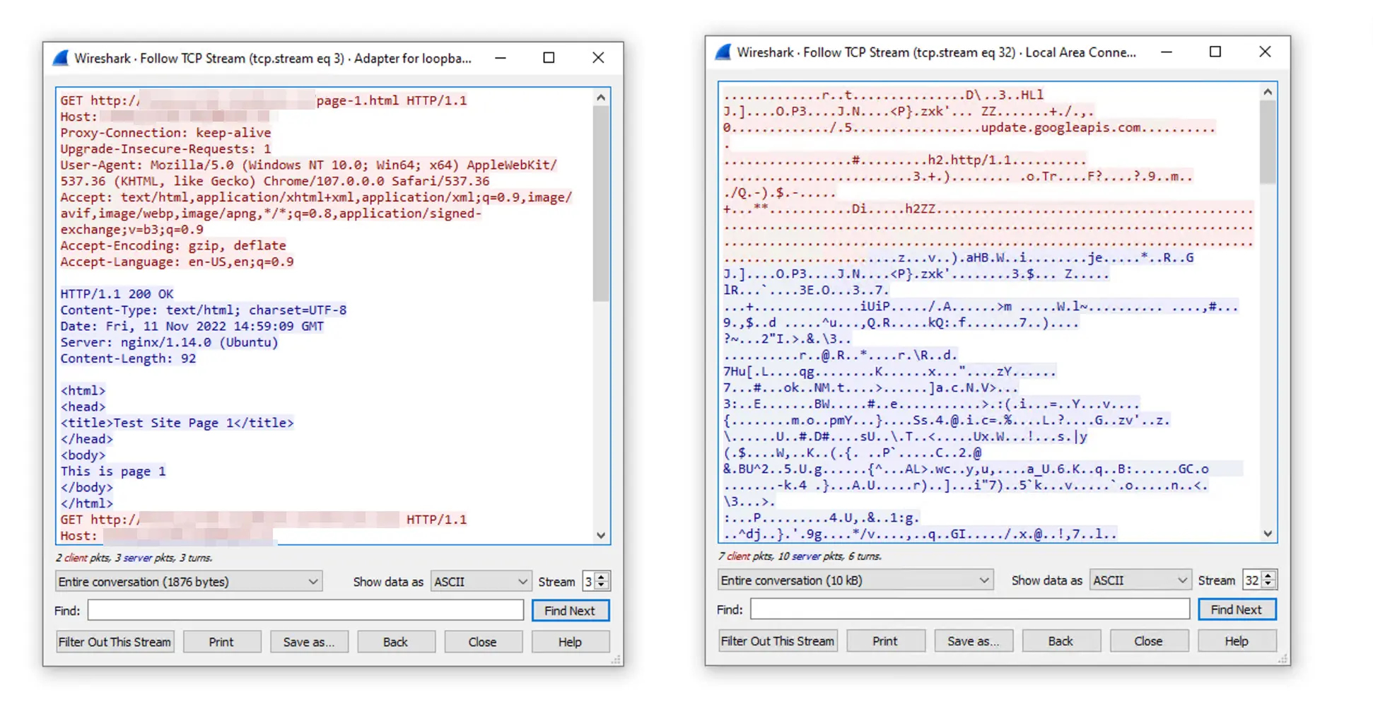 Wireshark testa com proxy Psiphon, que não é criptografado, e Psiphon VPN, que é criptografado.