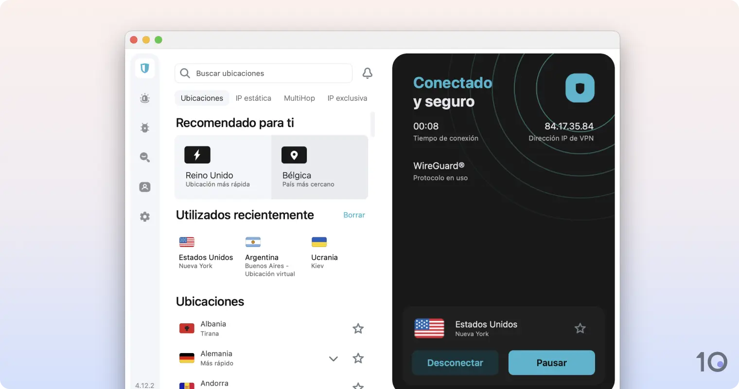 Aplicación de Surfshark VPN para macOS