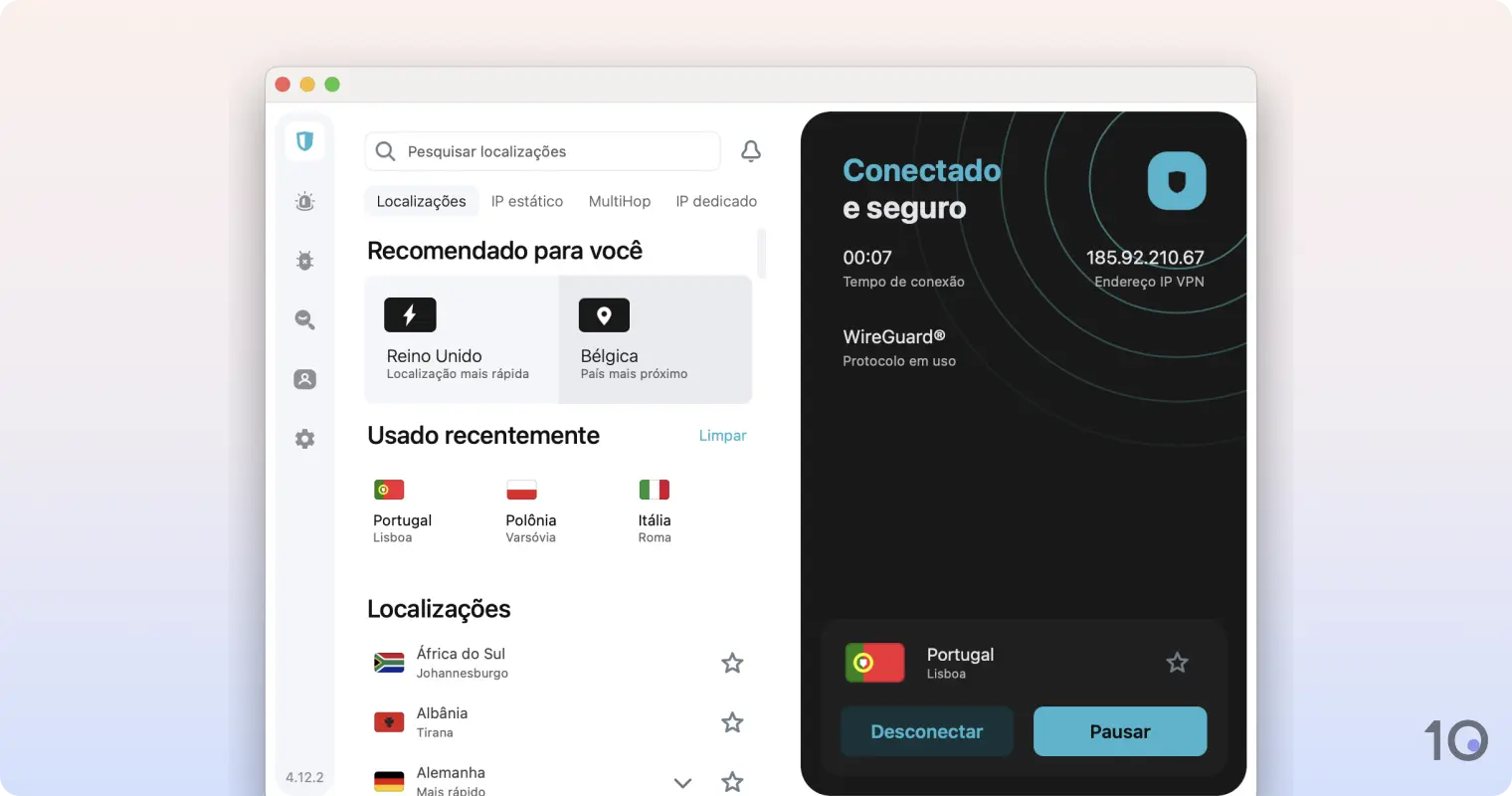 Surfshark VPN's app for macOS