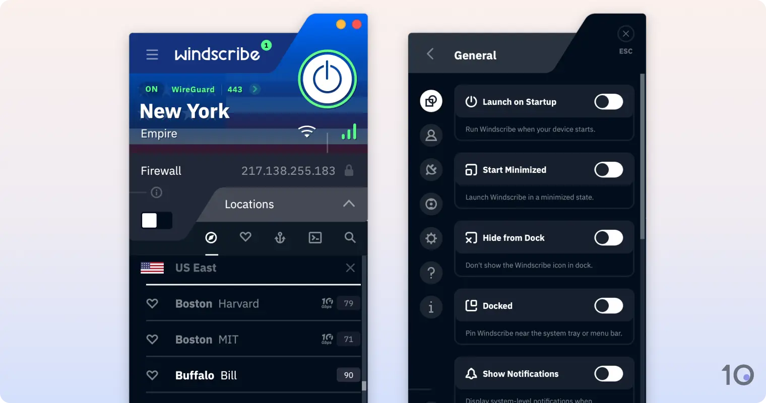 L'applicazione macOS gratis di Windscribe VPN