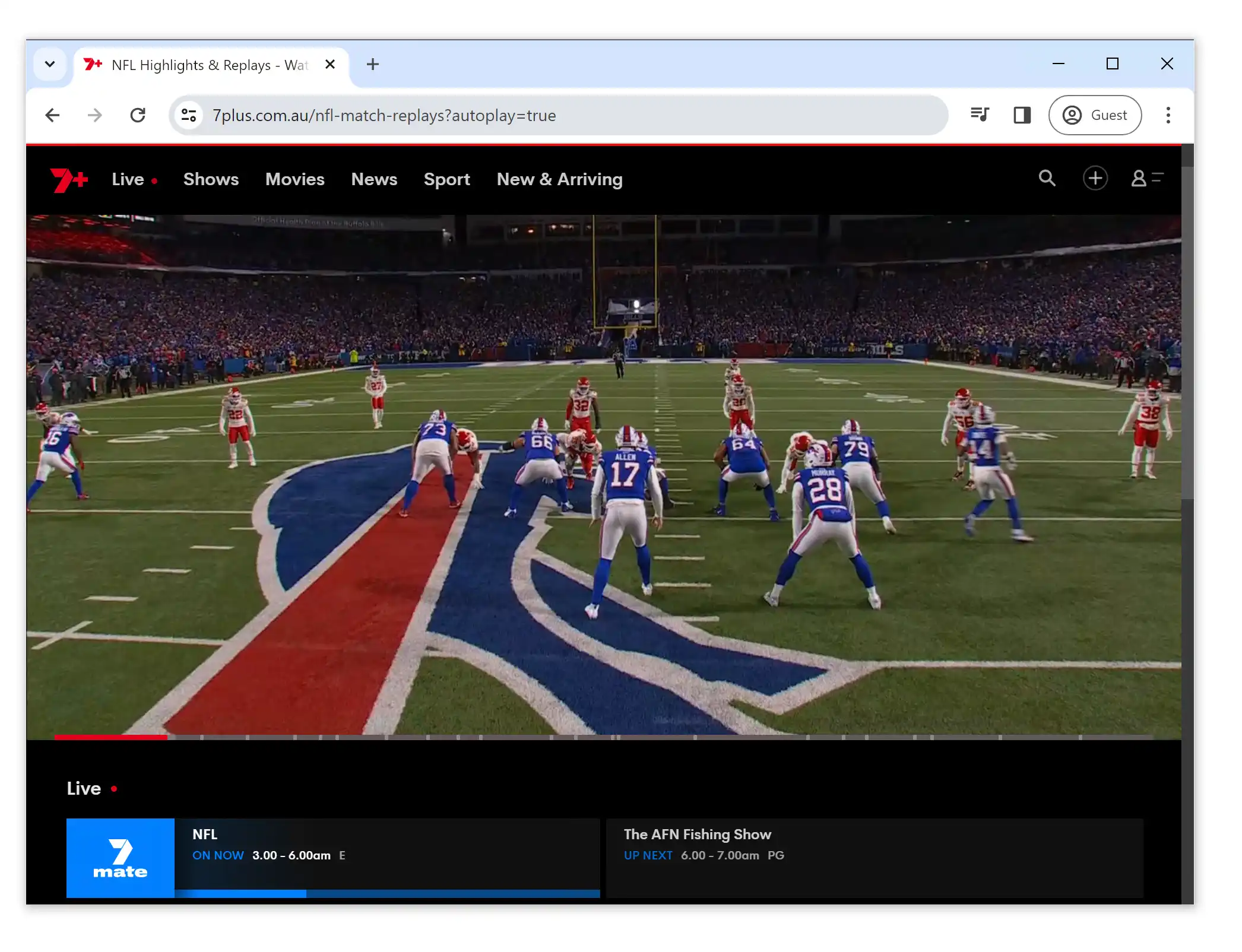 Streaming the Super Bowl on 7plus.