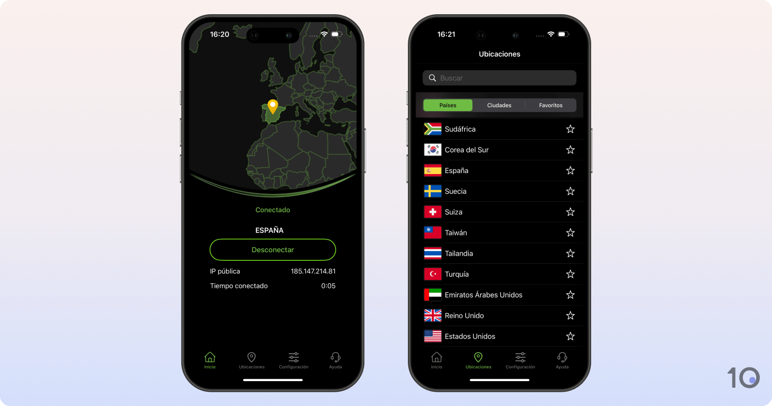 Aplicación VPN de IPVanish para iOS