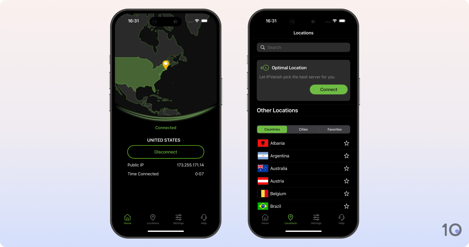 IPVanish's VPN app for iOS