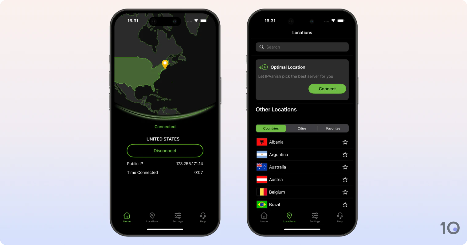 IPVanish VPN-app för iOS