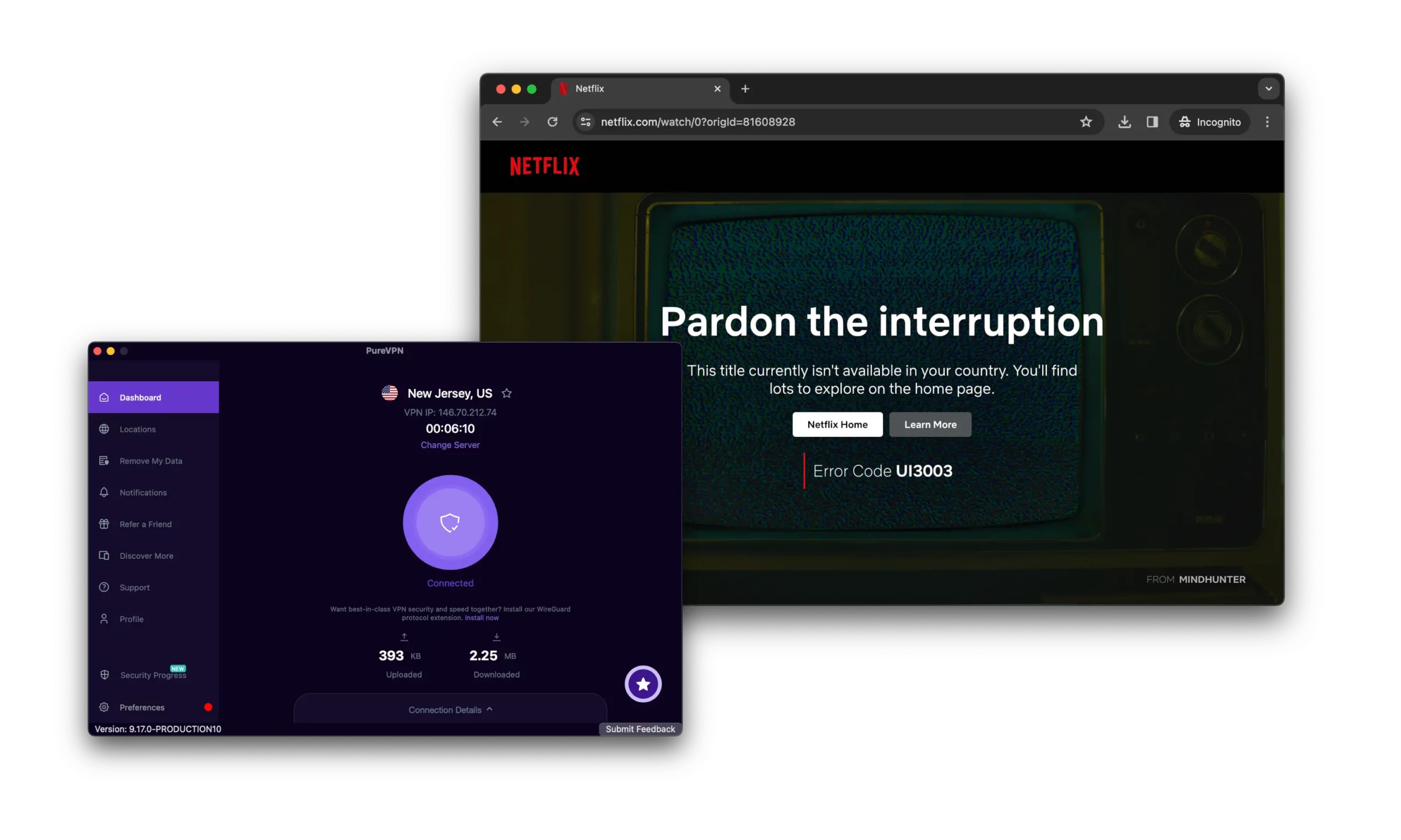 Test de PureVPN avec Netflix USA