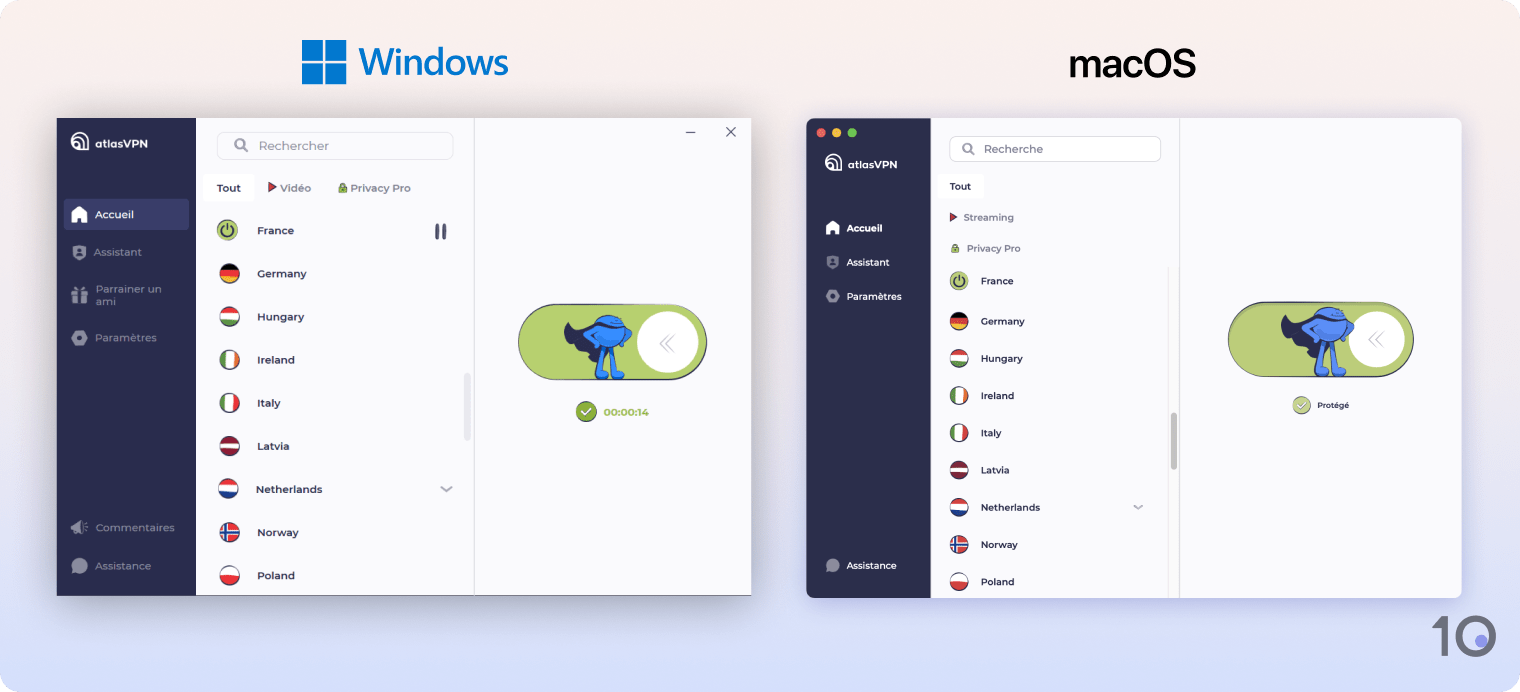 Applications Windows et Mac d'Atlas VPN