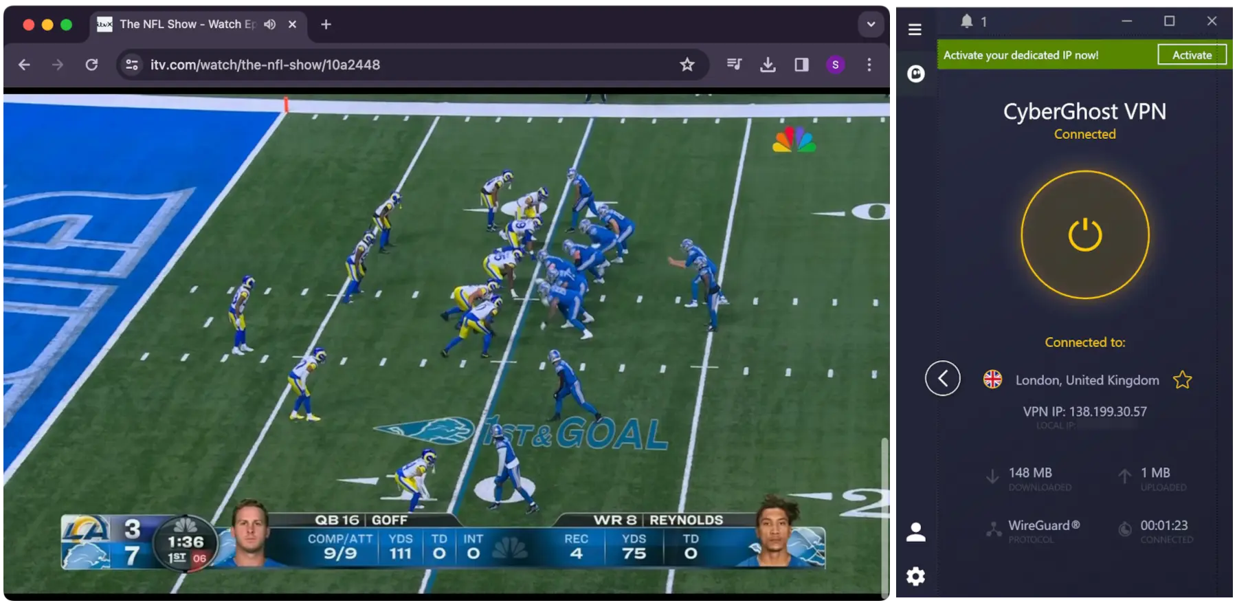 Bypassing geo-blocks on Super Bowl streaming websites using CyberGhost